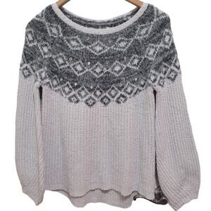 Justice Fair Isle Rhinestone Knit Sweater Cozycore Nordic Winter Large Sparkle